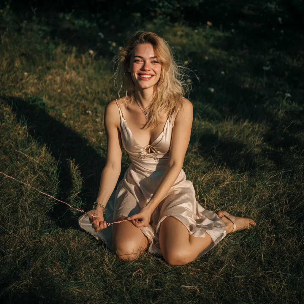 FreeGF AI girlfriend in a summer dress outdoors
